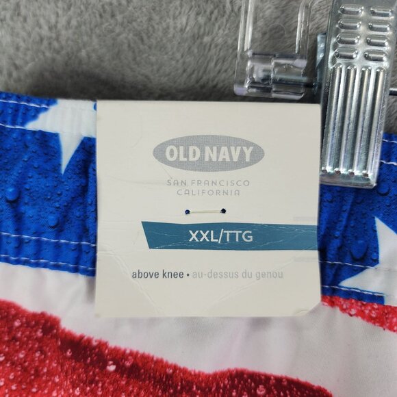 Mens Old Navy American Flag Swim Trunks Blue & Red Stars & Stripes XXL - Picture 10 of 16